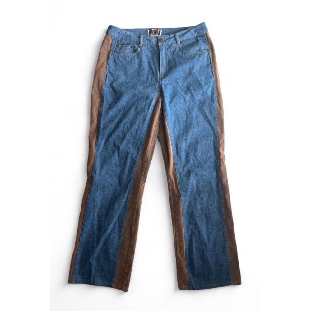Vintage Forenza Two Tone High Waisted Jeans Straight Leg Retro Hippie 70s Sz 12